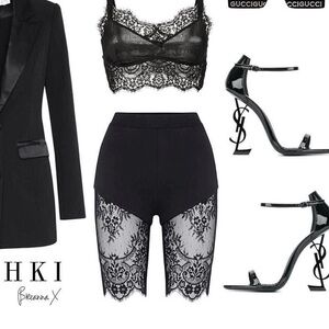 Meshki Black Lace Bike Shorts